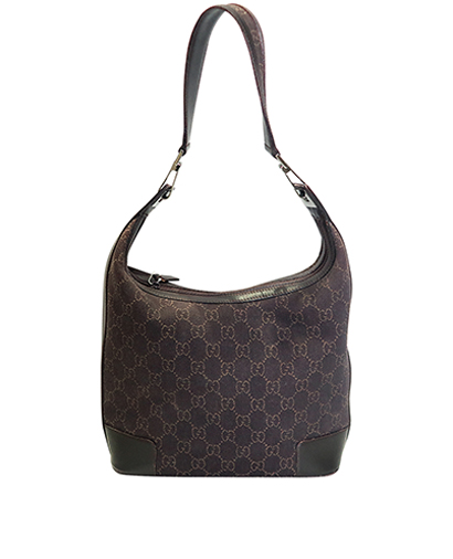 GG Web Hobo, &pound;195, Handbags, Brown, Canvas, Front view